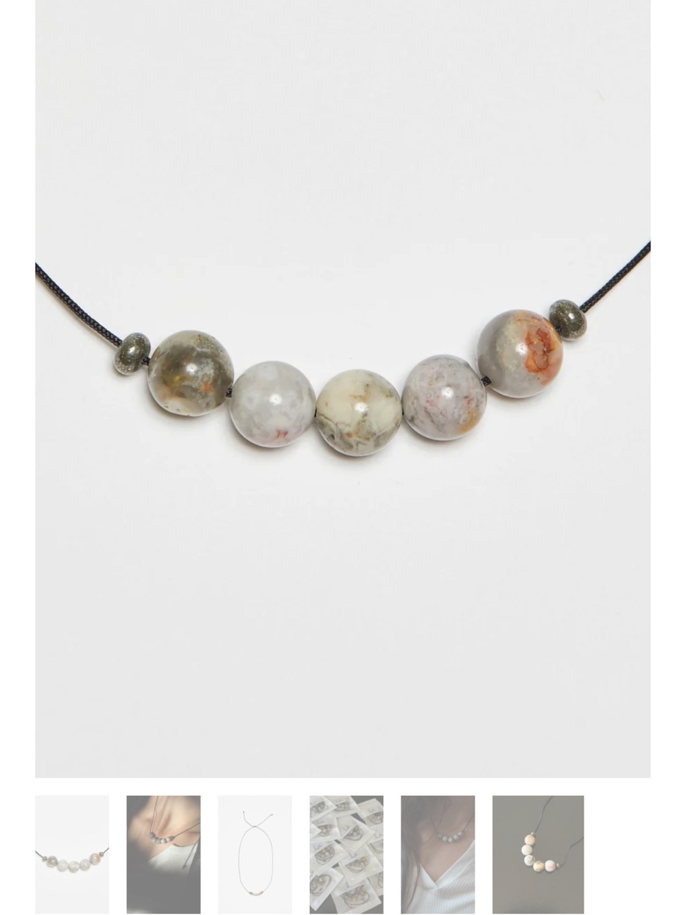 Bagatiba Polished Multi-Bead Necklace in Cream, Gray & Rust